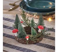 Couronne de Noël pour Bougie, à Sapins et Champignons
