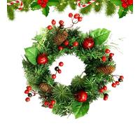 Couronne de Noël pour la porte d'entrée, 29,97 cm, décoration saisonnière, couronnes d'hiver artificielles - Pour la maison, l'intérieur, l'extérieur, le mur, la cheminée, les fêtes de Noël, les