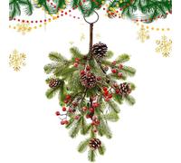 Couronne De Noël Pour Porte | Couronne En Forme De Goutte Avec Baies Et Pommes De Pin - Guirlande Artificielle Pour Fêtes,Pour Noël Fêtes Mariages Hiver Intérieur Cheminée Manteau Porche Fenêtre Porte