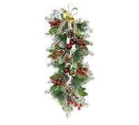 Couronne de Noël pour Porte d’entrée - 64 cm avec Cloches et nœuds 3D | Décoration Festive pour Porte, Mur et fenêtre à la Maison, Maison de Campagne, véranda et fêtes de Noël