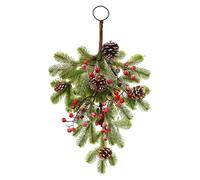 Couronne De Noël pour Porte - Forme en Larme Pommes de Pin Décor de Baies,Guirlande Artificielle pour Fêtes - pour Fêtes Intérieur Cheminée Porche Fenêtre Porte Table Fête Mariage Hiver