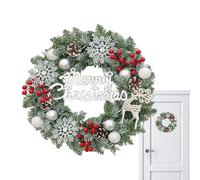 Couronne de Noël pour Porte - Grande Couronne Artificielle décorative pour Porte, Feuilles Vertes réalistes avec Baies et Pommes de pin | Décoration de fête pour la Maison, cheminée, Meilleur