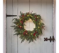 Couronne de Noël Pré-éclairée aux Baies Rouges