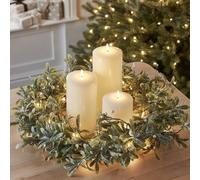 Couronne de Noël Pré-éclairée en Gui & Trio de Bougies Cierge TruGlow®