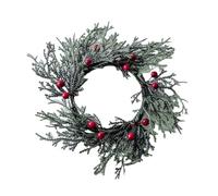 Couronne de Noël réaliste en pin pour décoration de table - Guirlande de bougeoirs en pin réaliste - Couronne verte artificielle - Décoration de table de Noël - Nappe et