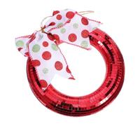 Couronne de Noël Ronde 20cm avec Nœud Rouge Décoratif | Verre et Écume, Surface Lisse sans Bavure, Décor Saisonnier Réutilisable pour Hiver et Fêtes