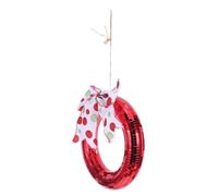 Couronne de Noël Ronde Rouge, Décorations de Porte Suspendues d'arc | Écume et Verre, Surface Lisse sans Bavures, Décor Réutilisable pour Sapin, Intérieur, Hiver