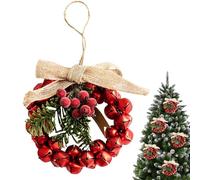 Couronne de Noël Rustique - Guirlande Décorative avec Pommes de Pin, Baies et Grelots | de Porte pour Maison Jardin Balcon, Accessoire Festif Hiver Réception Célébration Décor Entrée Saison