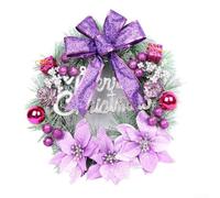 Couronne de Noël sur le thème des vacances de 28 à 205 cm avec joli nœud pour décoration de porte d'entrée (violet)
