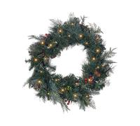 Couronne de Noël Verte 60 cm Synthétique à LED Minuterie Programmable Piles Elbr