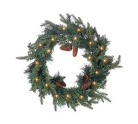 Couronne de Noël Verte 60 cm Synthétique à LED Minuterie Programmable Piles Kame