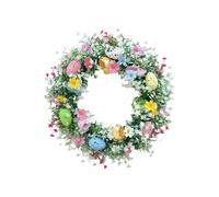 Couronne de Pâques, 35 cm, décorations murales florales artificielles avec œuf, couronne de porte de printemps - pour les vacances, l'été, l'automne, l'hiver, Noël, patio, terrasse