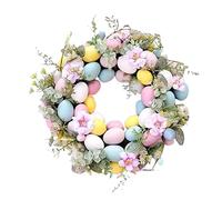 Couronne de Pâques artificielle, feuilles de verdure, accessoire photo avec œufs colorés, couronnes de fleurs décoratives pour festival, extérieur, mariage, maison, hiver, automne, série rose