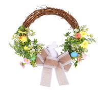 Couronne de Pâques avec nœud papillon - Décoration festive pour fenêtre et porte d'entrée - Décoration florale pour la maison