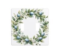 Couronne de Pâques circulaire minimaliste double gang à bascule plaque murale interrupteur décoration taille standard - 11,4 x 11,4 cm