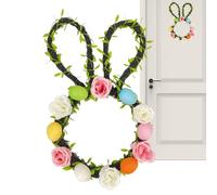 Couronne de Pâques - Couronnes en Rotin Cercle | Décorations Mignonnes en Forme de Lapin | Couronne Œufs et Fleurs Style Ferme | pour Intérieur, Extérieur, Entrée, Salon, Cheminée Pro