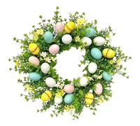 Couronne de Pâques - Décoration d'intérieur aux œufs colorés, 20 pouces Couronnes de bienvenue d'intérieur Art mural | Pour fenêtre Entrée Mur Salon Chambre Ferme Porche extérieur | Printemps Suspendu