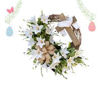 Couronne de Pâques Faite à la Main - Guirlande Festive en Forme de de lys - Décoration de Porte d'entrée avec Construction - Équipement d'intérieur et d'extérieur - Style saisonnier élégant pour