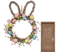 Couronne de Pâques - Guirlande d'œufs floraux artificiels avec motif lapin et lapin, couronnes décoratives pour la maison, guirlande décorative colorée, couronne décorative de lapin de Pasc