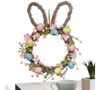 Couronne de Pâques pour Porte d'Entrée - Guirlande Florale aux Œufs Festifs et Colorés | Décor de Couronne de Lapin pour la Porte d'Entrée | Décoration de Fête pour Maison Balcon