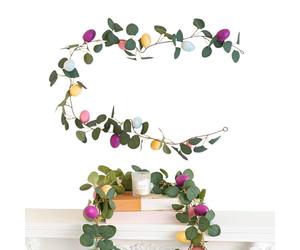 Couronne de Pâques, œufs colorés artificiels saisonniers, couronnes de printemps - pour mur, porche, fenêtre, maison, table, cuisine, bureau, extérieur