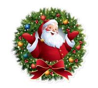 Couronne de Père Noël Vert Nœud Décoration sur Porte D'entrée Merry Christmas Santa Claus PVC Sticker Mural Salon Décoration