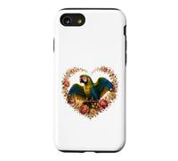 Couronne de Perroquet Floral en Forme de cœur pour Amoureux des Oiseaux Coque pour iPhone SE (2020) / 7/8