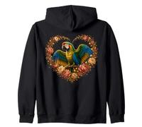 Couronne de Perroquet Floral en Forme de cœur pour Amoureux des Oiseaux Sweat à Capuche