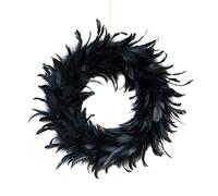 Couronne De Plumes Couronne De Porte Noire Couronne De Plumes Décoration 40 Cm Décoratif Accessoire De Décoration De Printemps Naturel Décorations d'halloween