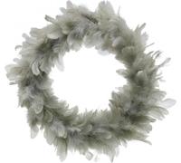 Couronne de plumes de Pâques grande Grise Ø25cm Décoration de printemps vraies plumes Couronne de porte Décoration