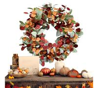Couronne de porte - 45 cm Guirlande d'automne orange baies - Note saisonnière élégante - Décoration murale ferme - Décoration de Thanksgiving pour porte d'entrée, armoire de cuisine, entrée extérieure