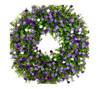 Couronne de Porte Artificielle de 45 cm, Grande Couronne de Fleurs Sauvages Printemps-été, Guirlande décorative pour Porte d'entrée, décoration extérieure Toute l'année, couronnes Florales pour Ferme