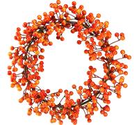 Couronne de porte Automne Hiver Décoration de Noël Couronne artificielle de baies Rouge Orange Anneau décoratif Décoration murale Ø30cm