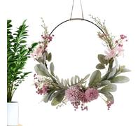 Couronne de porte, couronne de printemps d'été pour la porte d'entrée, avec orchidées fleurs chrysanthemum et branches vertes, décorations de cintre pour décor du festival d'été du printemps