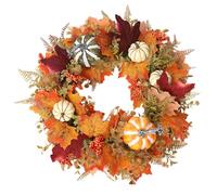 Couronne de Porte d ’ entrée intérieure, décor de récolte, A | Décor floral artificiel avec détail de feuillage de citrouille, accent d ' entrée prêt à être exposé pour un