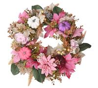 Couronne de Porte d ’ entrée intérieure, décor de récolte, C | Décor floral artificiel avec détail de feuillage de citrouille, accent d ' entrée prêt à être exposé pour un
