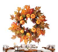 Couronne de Porte d'automne - Couronne de Artificielle de 50 cm | Décoration de Festival de Thanksgiving et Feuilles d'érable suspendues pour la Saison d'automne extérieur intérieur