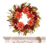 Couronne de porte d'automne | Couronne d'hortensia artificiel pour l'extérieur - Décoration de récolte de Thanksgiving pour manteau de cheminée, jardin mural extérieur intérieur