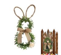Couronne de porte de lapin de Pâques - 50 x 25 cm, décor de lapin de Pâques artificiel, orné de verdure, couronne de lapins de Pâqus, couronnes de porte artificielles avec et nœud | pour la mai