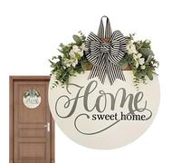 Couronne de porte de maison colorée - Signe de porte d'entrée de printemps de bienvenue, Welcome Sinon, couronne artificielle d'eucalyptus | Signe de bienvenue pour la décoration de la porte d'entrée,