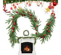 Couronne de porte de Noël, couronne de pin décorative pour porte d'entrée, verdure artificielle, guirlande de décorations de Noël pour arbre, table, patio, intérieur, vacances, porche, ferme