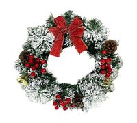 Couronne de Porte de Noël - Couronne d'hiver avec Clochettes Nœud Baies - Décorations de Fêtes Artificielles Réalistes pour Cheminée Porche Mur Fenêtre Maison Restaurant Hôtel Porte