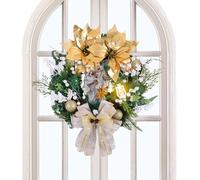 Couronne de Porte de Noël - Crèche Décorations de Fêtes - Couronne de Noël Artificielle avec Lumières LED,pour Intérieur Extérieur Entrée Cheminée Salon Chambre Cuisine