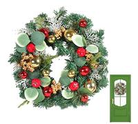 Couronne de Porte de Noël - Décorations de couronnes de Noël artificielles | Boules de et Aiguilles de pin, couronnes de 11,8 Pouces pour Porte, Porche, fenêtre, intérieur