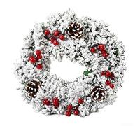 Couronne de porte de Noël fabriquée à la main en PVC style simulation pour portes et ajoute une touche festive à la maison, à l'intérieur et à l'extérieur (E)