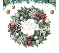 Couronne de porte de Noël - Grande décoration de vacances artificielle, décoration de fête festive, décoration saisonnière de qualité supérieure, couronne de porte d'entrée supérieure, accessoires