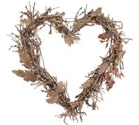Couronne de porte décorative de style campagnard en branches avec feuilles de chêne, couronne murale naturelle Ø28cm