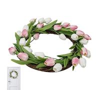 Couronne de porte d'entrée - Couronne de printemps et d'été pour porte d'entrée, décoration murale florale rustique, suspension de printemps artificiel | Arrangement d'anneaux de style fait à la main