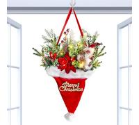 Couronne de porte lumineuse de Noël, 68,6 x 38,1 cm | Guirlande de porte d'entrée de Noël, pour mur intérieur, maison, hiver, vacances, cuisine, cheminée, activités