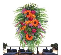 Couronne de porte printanière - Grande verdure artificielle résistante aux UV,Couronnes d'été pour déco de porte d'entrée | pour intérieur et extérieur, maison, jardin, patio, porche, balcon, mur, fen